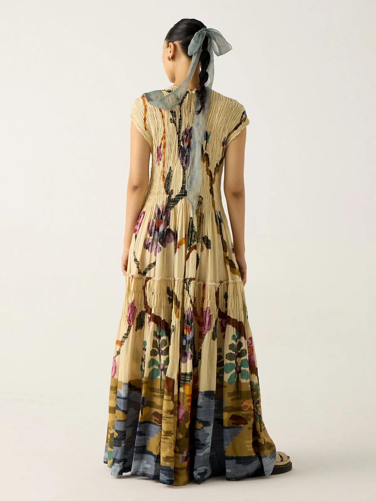 Luna - Vestido largo con estampado plisado