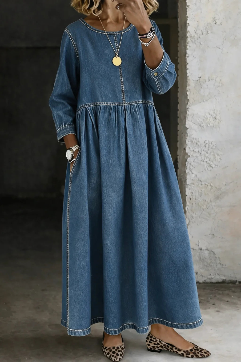 Zephyrelle - Vestido largo vaquero vintage