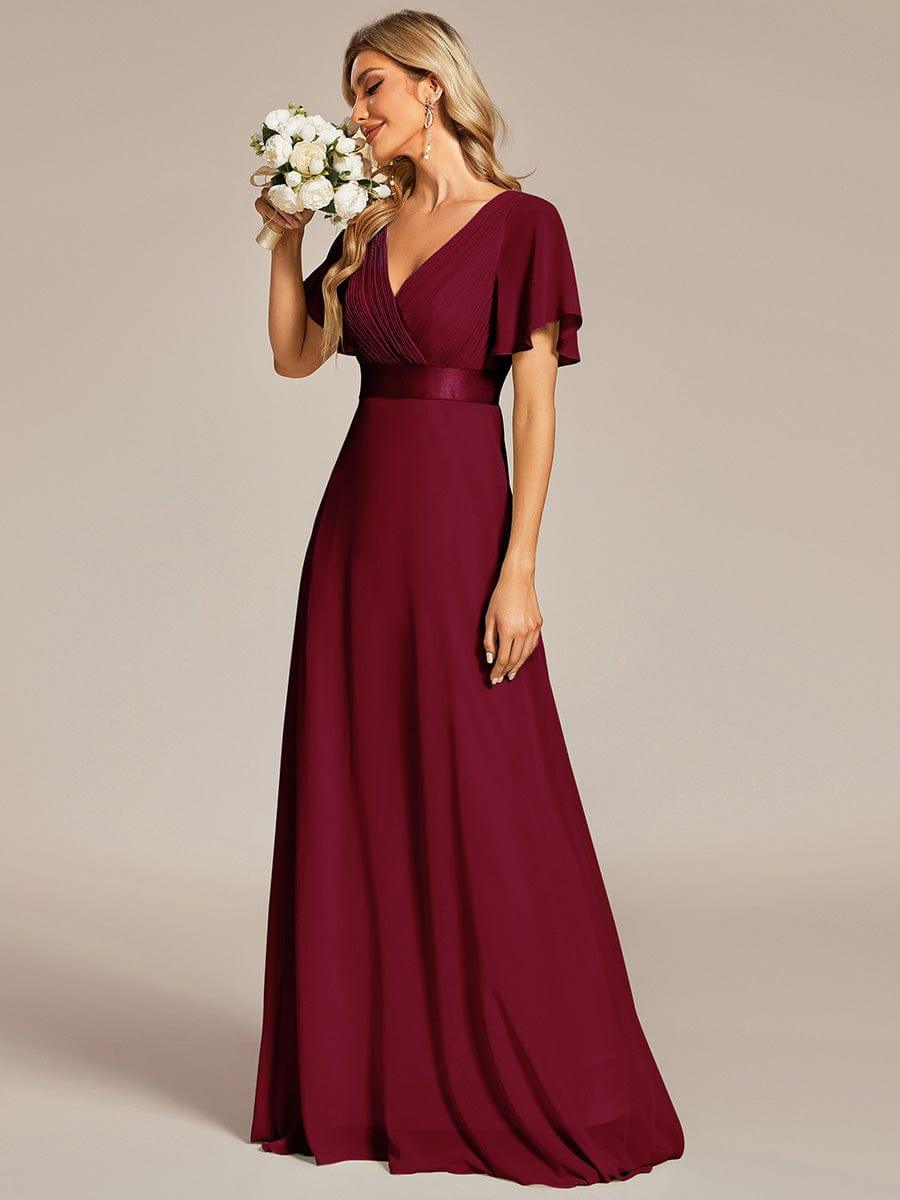 MONICA | Vestido largo de dama de honor con cintura imperio y mangas cortas fluidas
