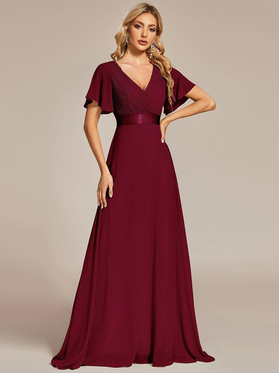 MONICA | Vestido largo de dama de honor con cintura imperio y mangas cortas fluidas