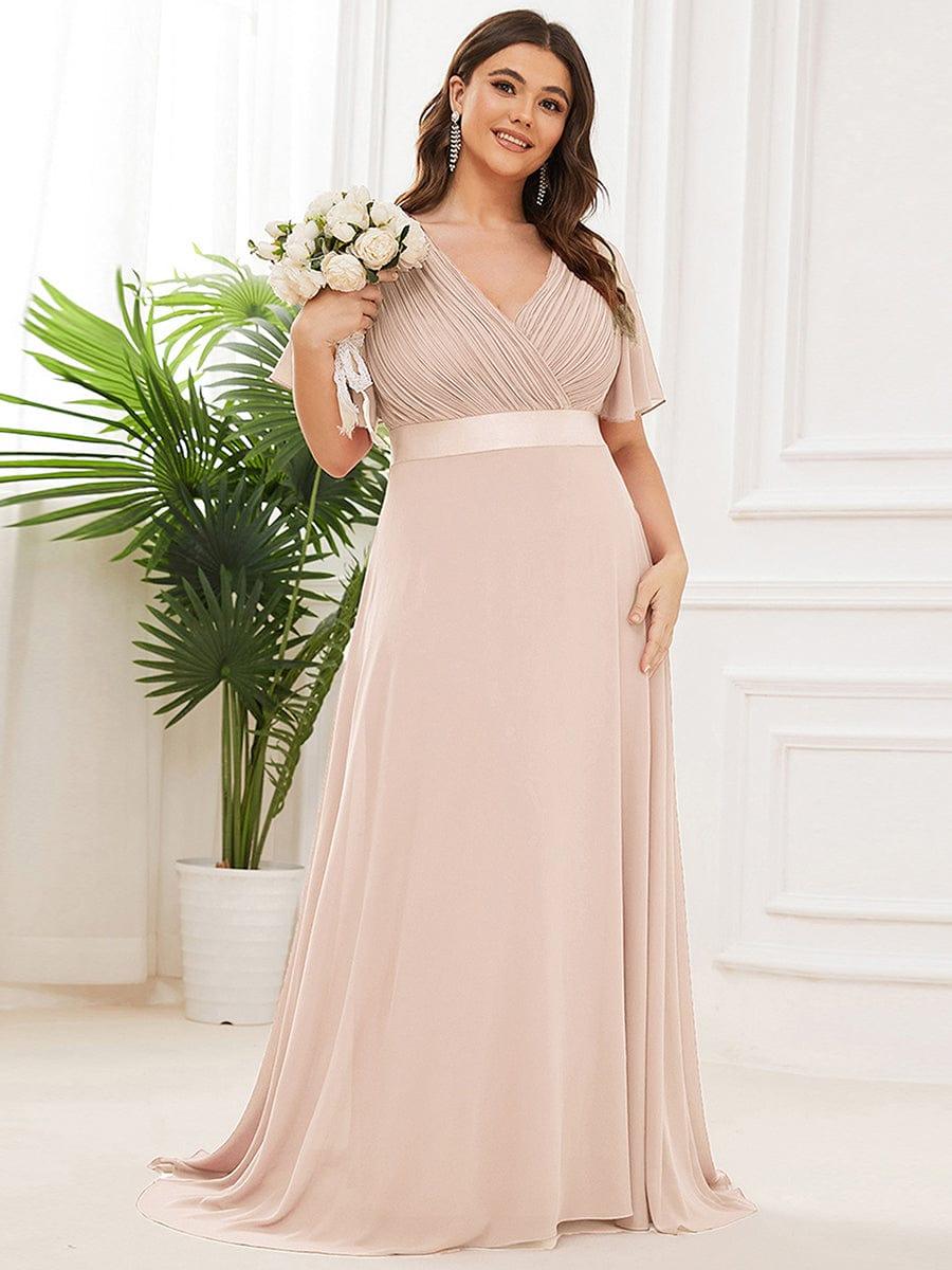 MONICA | Vestido largo de dama de honor con cintura imperio y mangas cortas fluidas