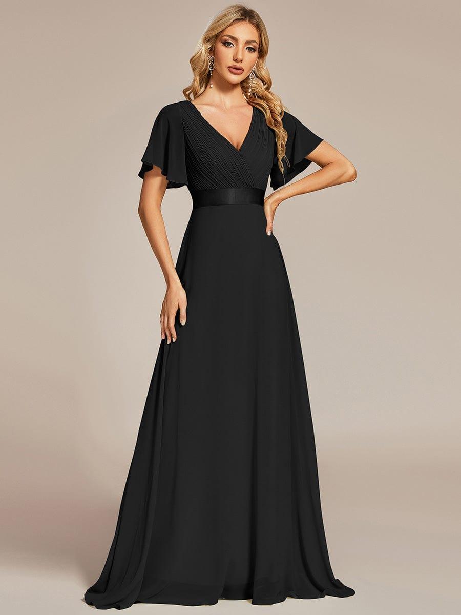 MONICA | Vestido largo de dama de honor con cintura imperio y mangas cortas fluidas