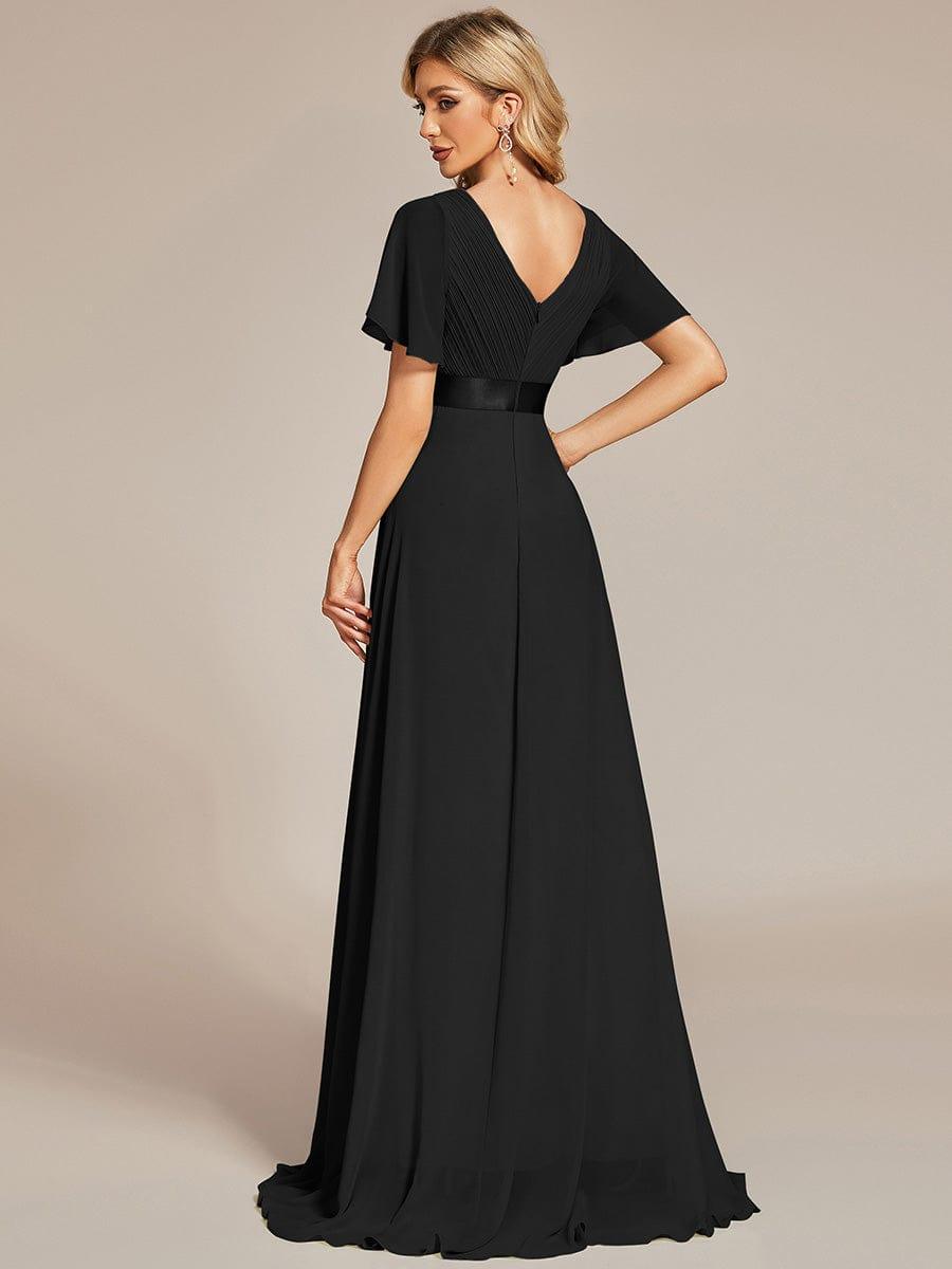 MONICA | Vestido largo de dama de honor con cintura imperio y mangas cortas fluidas