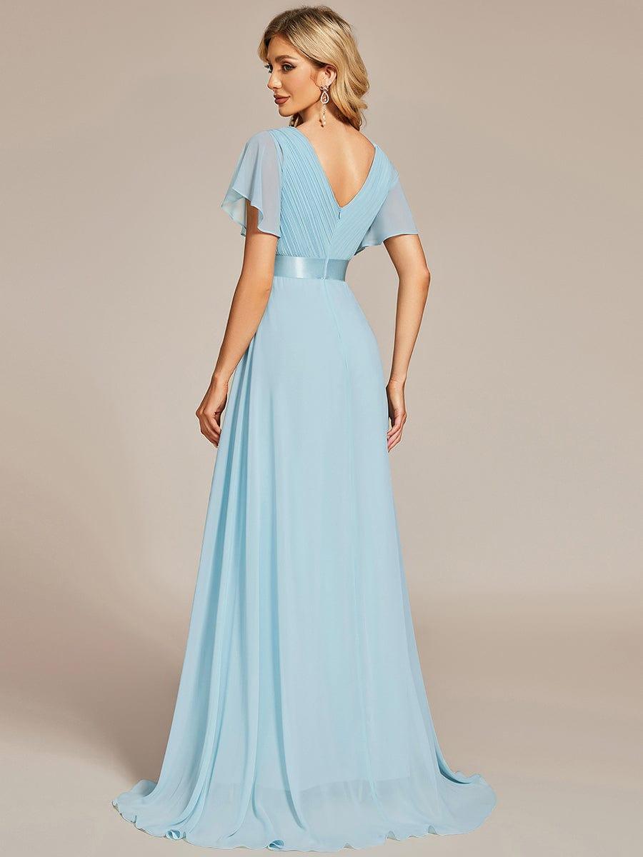 MONICA | Vestido largo de dama de honor con cintura imperio y mangas cortas fluidas