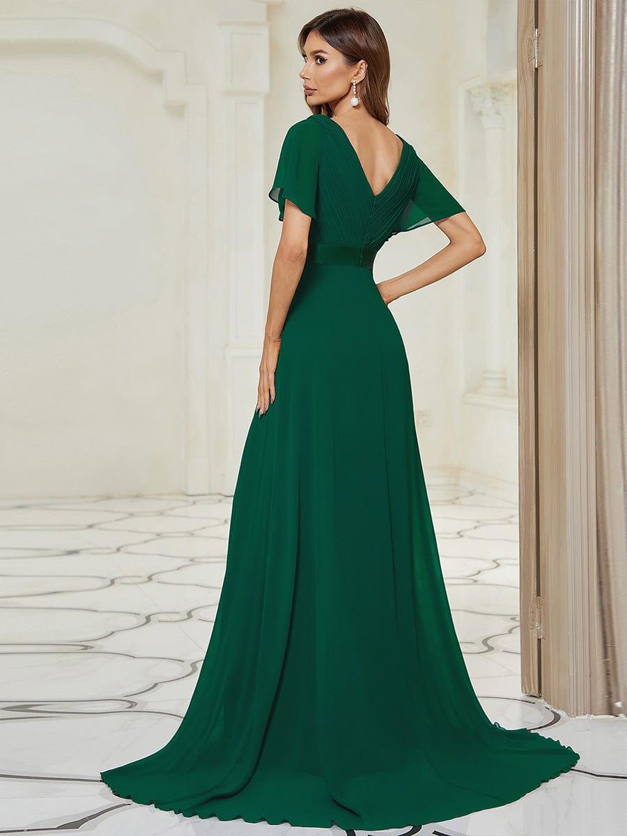 MONICA | Vestido largo de dama de honor con cintura imperio y mangas cortas fluidas