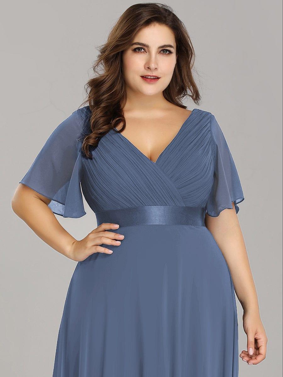 MONICA | Vestido largo de dama de honor con cintura imperio y mangas cortas fluidas