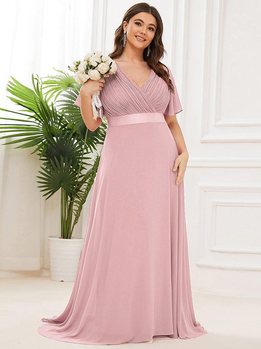 MONICA | Vestido largo de dama de honor con cintura imperio y mangas cortas fluidas