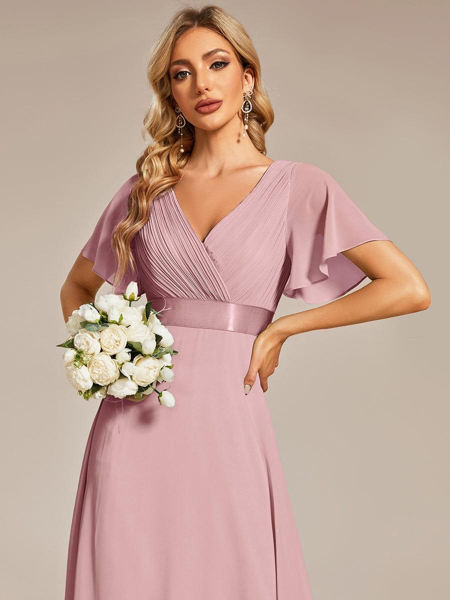 MONICA | Vestido largo de dama de honor con cintura imperio y mangas cortas fluidas