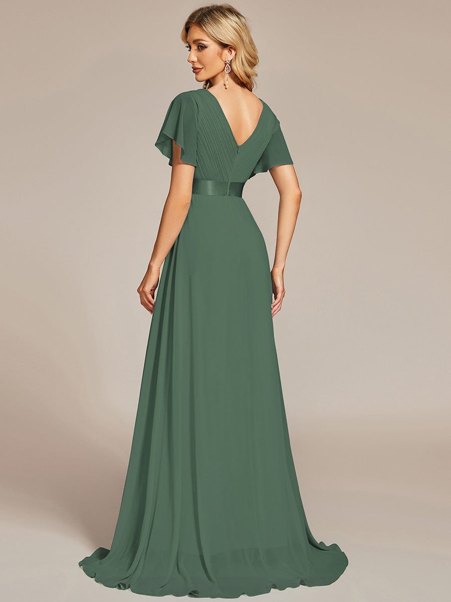 MONICA | Vestido largo de dama de honor con cintura imperio y mangas cortas fluidas