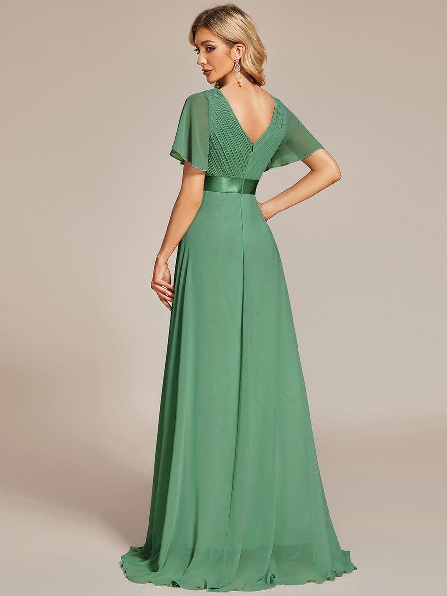 MONICA | Vestido largo de dama de honor con cintura imperio y mangas cortas fluidas