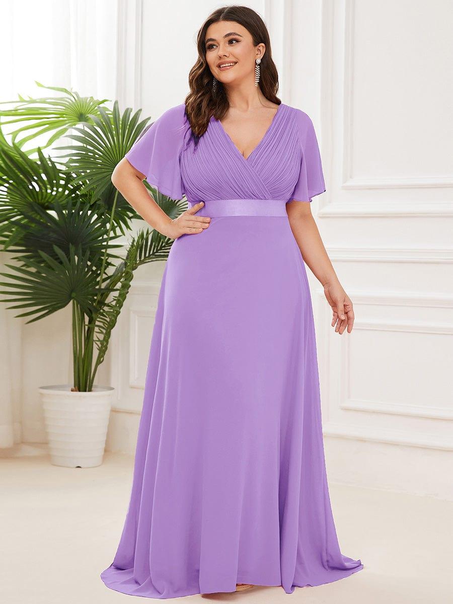 MONICA | Vestido largo de dama de honor con cintura imperio y mangas cortas fluidas