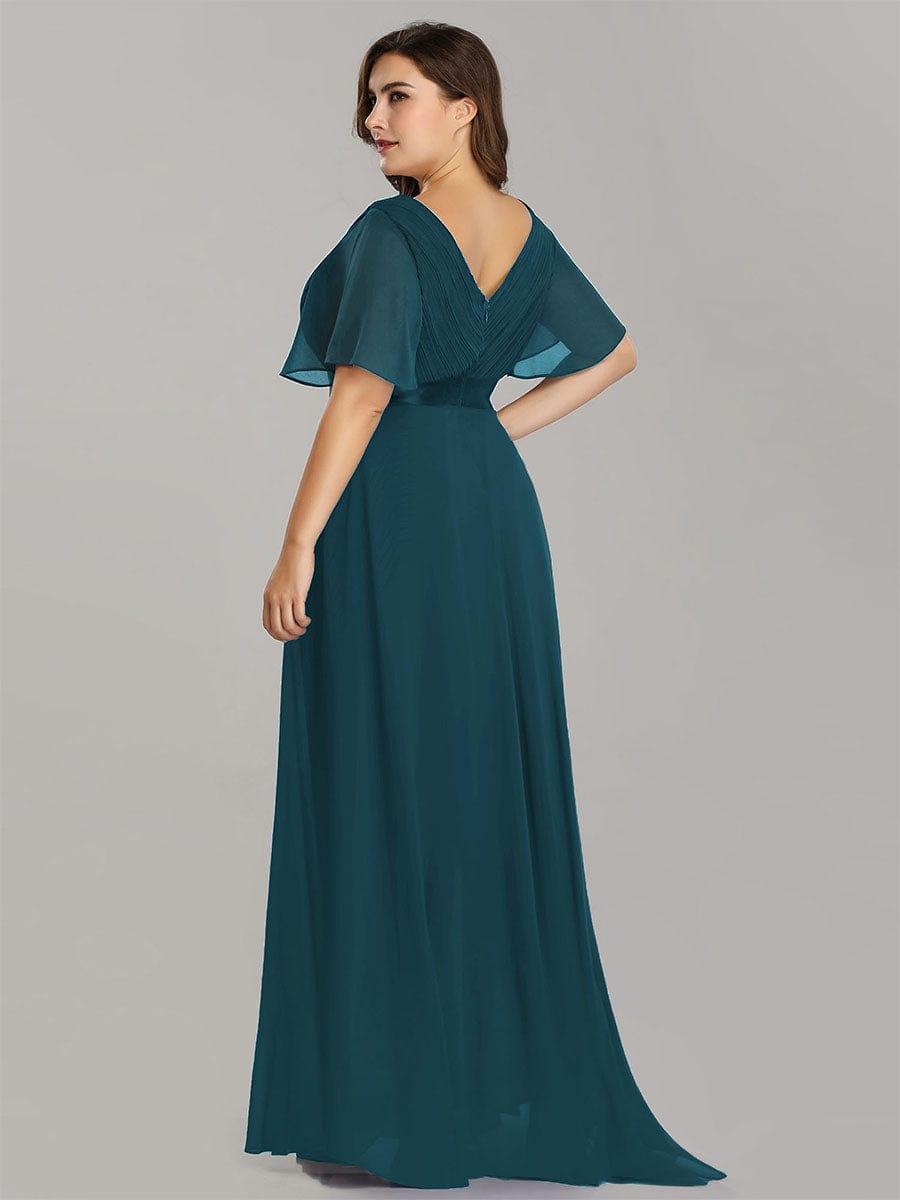 MONICA | Vestido largo de dama de honor con cintura imperio y mangas cortas fluidas