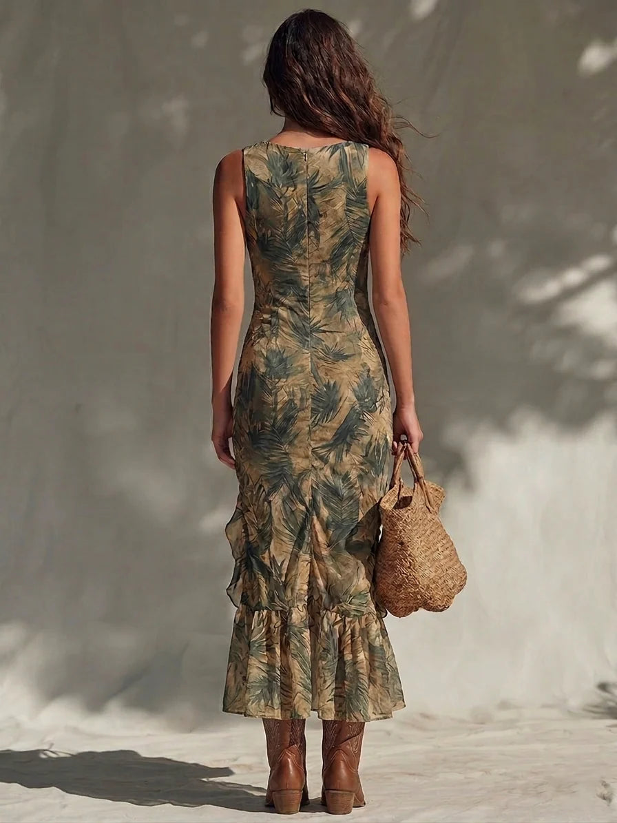 Helena | Vestido largo estampado con abertura
