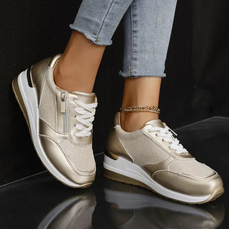Nuevas zapatillas ortopédicas con cordones y cremallera lateral para mujer