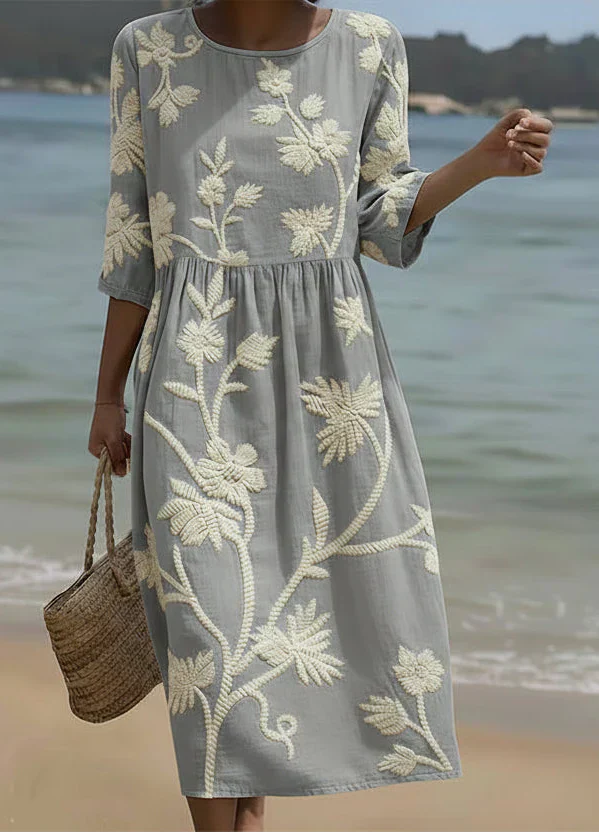 Lucia | Vestido midi con estampado floral y vegetal