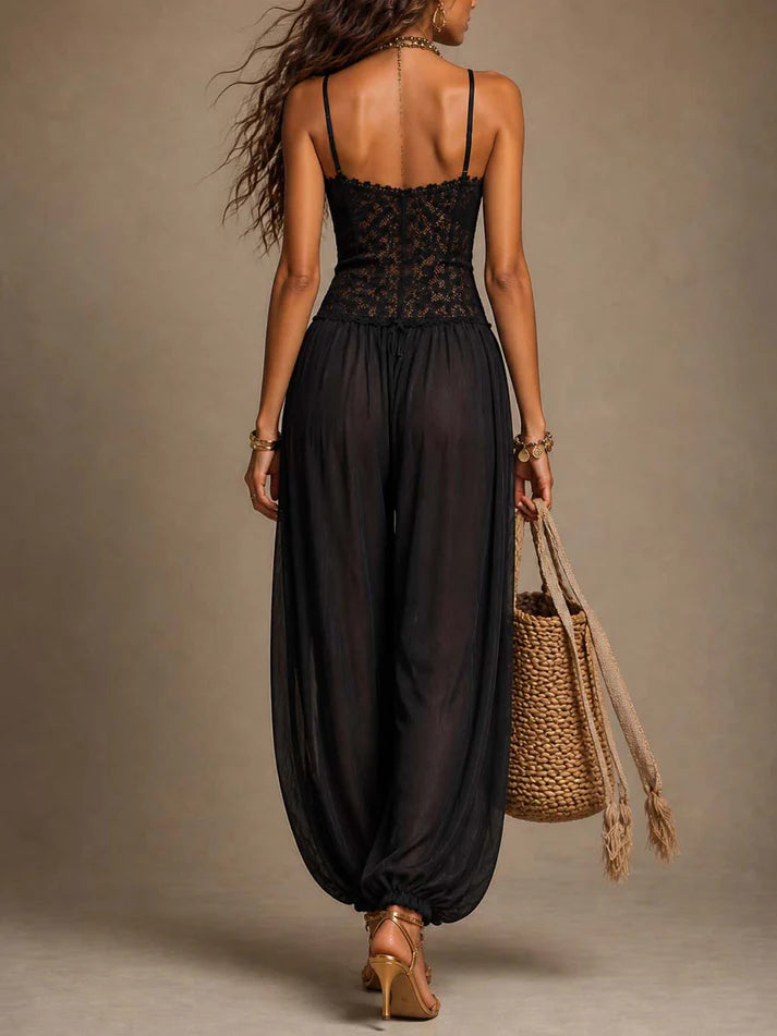 Laia | Mono halter con encaje fluido