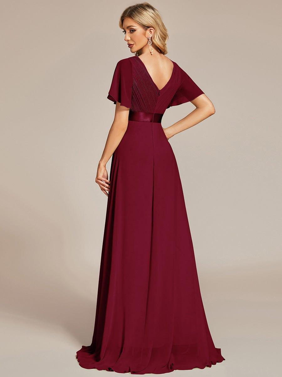 MONICA | Vestido largo de dama de honor con cintura imperio y mangas cortas fluidas