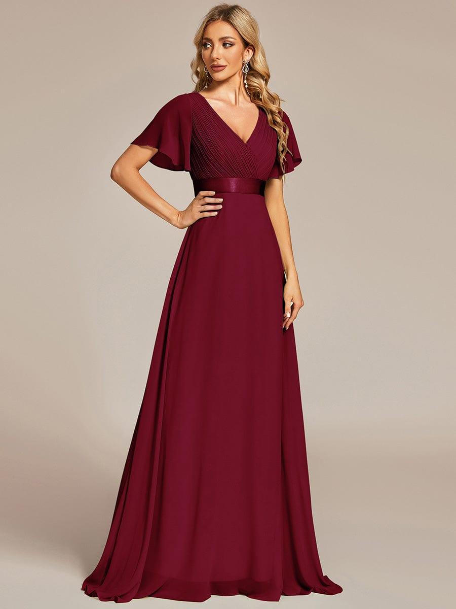 MONICA | Vestido largo de dama de honor con cintura imperio y mangas cortas fluidas