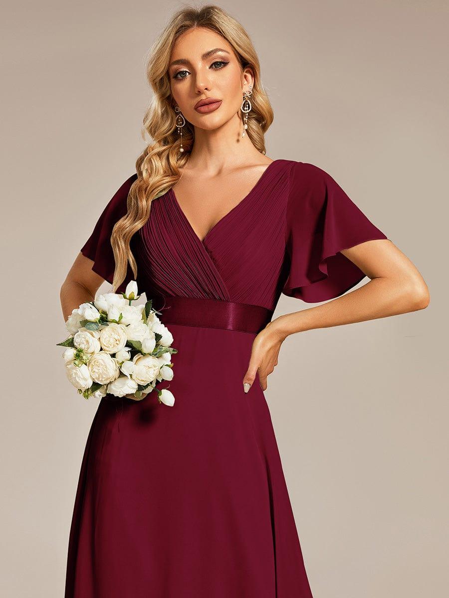 MONICA | Vestido largo de dama de honor con cintura imperio y mangas cortas fluidas
