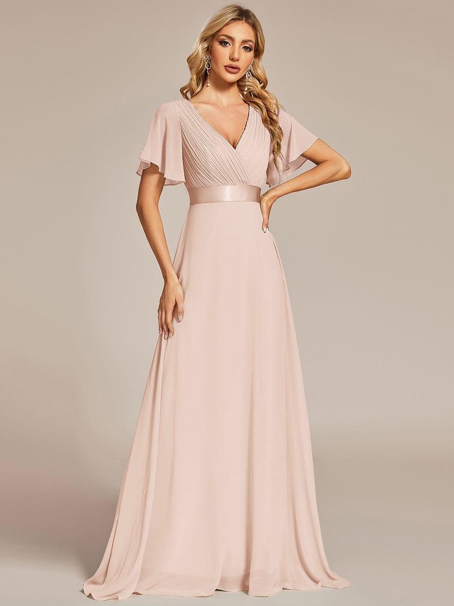MONICA | Vestido largo de dama de honor con cintura imperio y mangas cortas fluidas