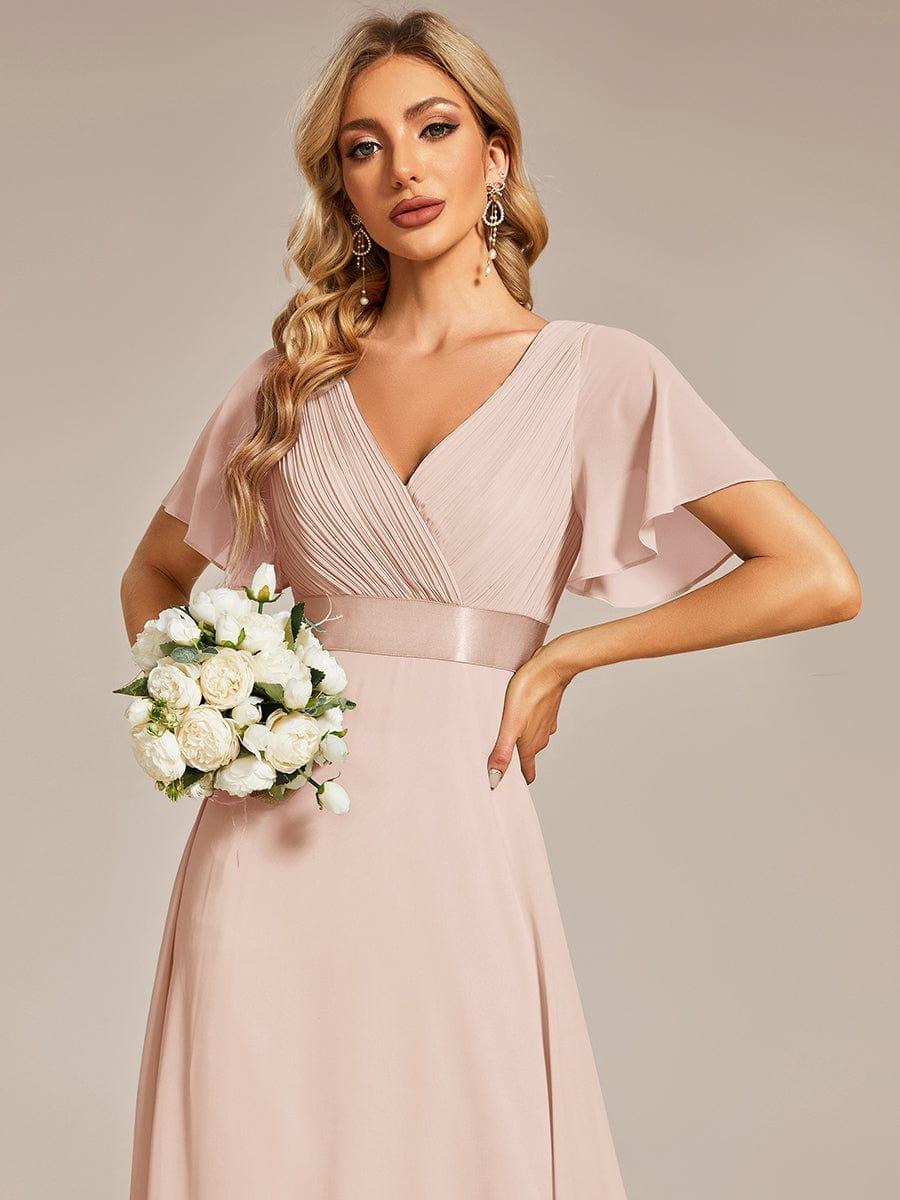 MONICA | Vestido largo de dama de honor con cintura imperio y mangas cortas fluidas