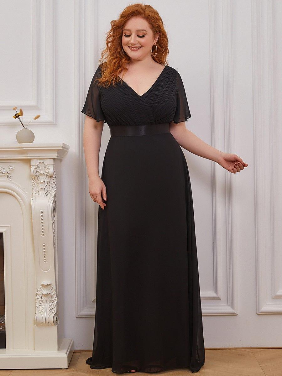 MONICA | Vestido largo de dama de honor con cintura imperio y mangas cortas fluidas
