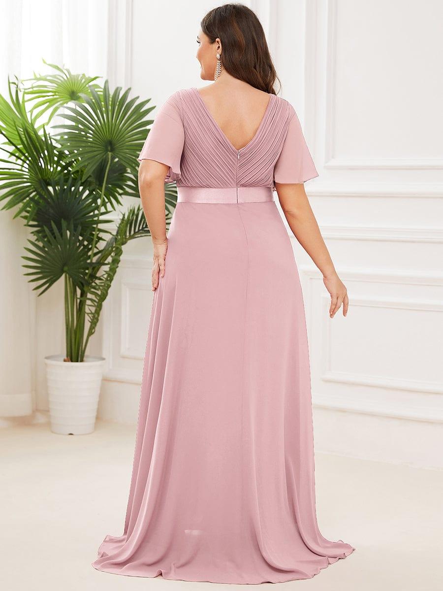 MONICA | Vestido largo de dama de honor con cintura imperio y mangas cortas fluidas
