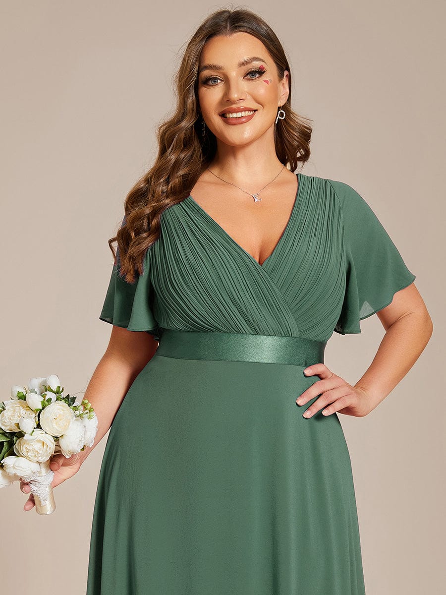MONICA | Vestido largo de dama de honor con cintura imperio y mangas cortas fluidas