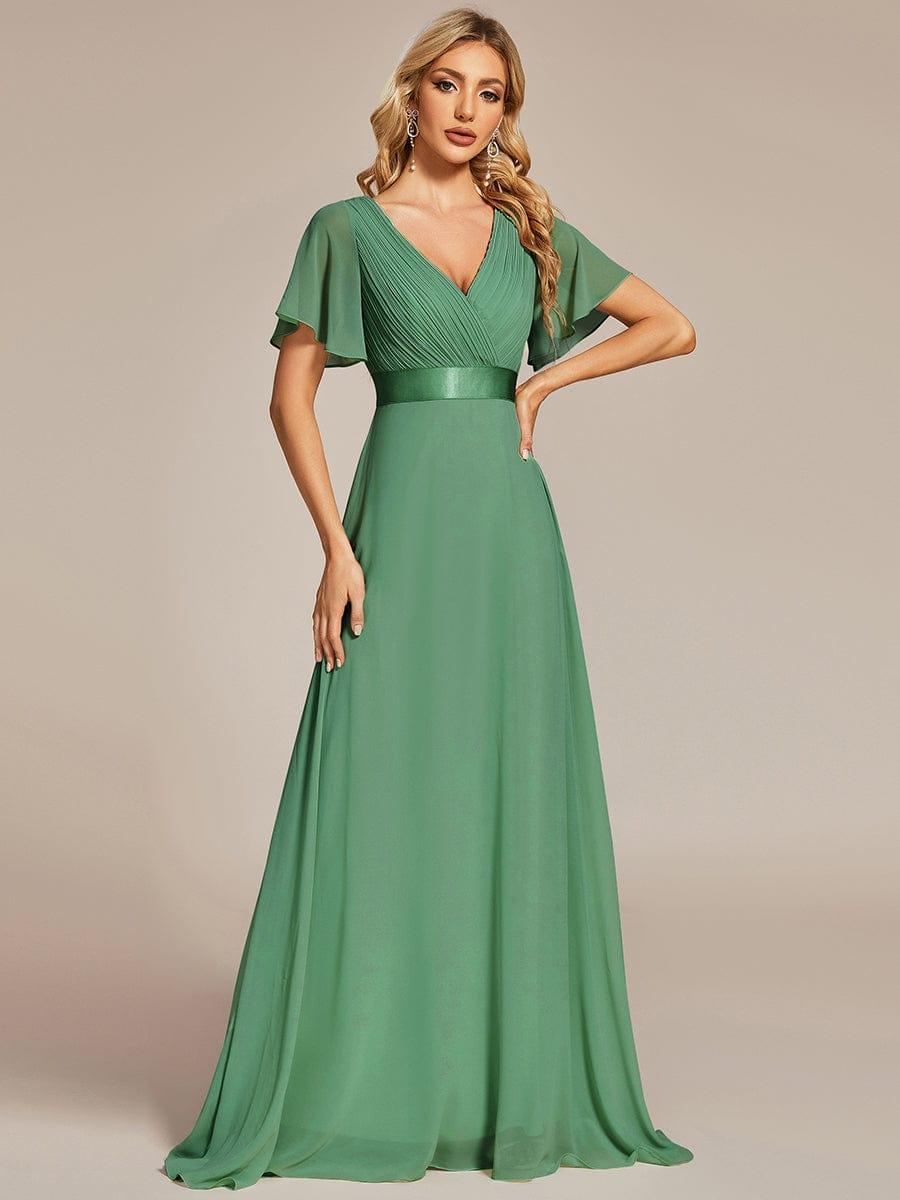 MONICA | Vestido largo de dama de honor con cintura imperio y mangas cortas fluidas