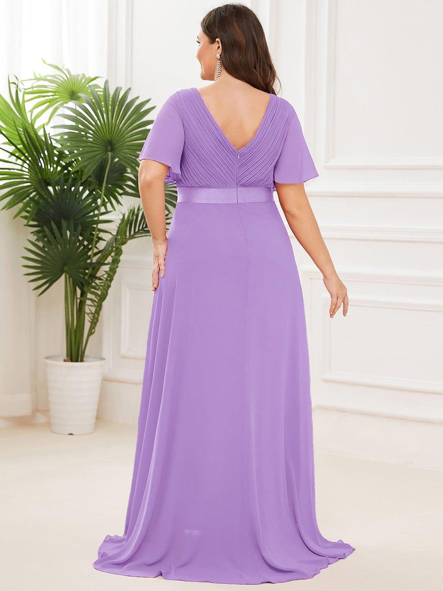 MONICA | Vestido largo de dama de honor con cintura imperio y mangas cortas fluidas