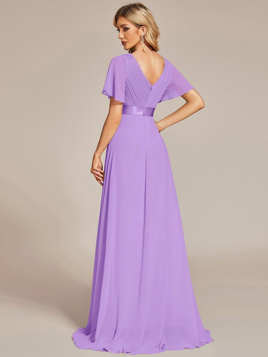 MONICA | Vestido largo de dama de honor con cintura imperio y mangas cortas fluidas