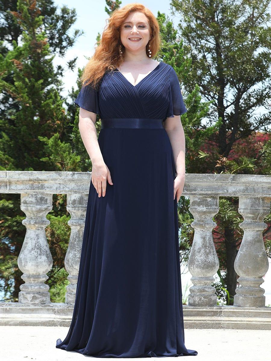 MONICA | Vestido largo de dama de honor con cintura imperio y mangas cortas fluidas