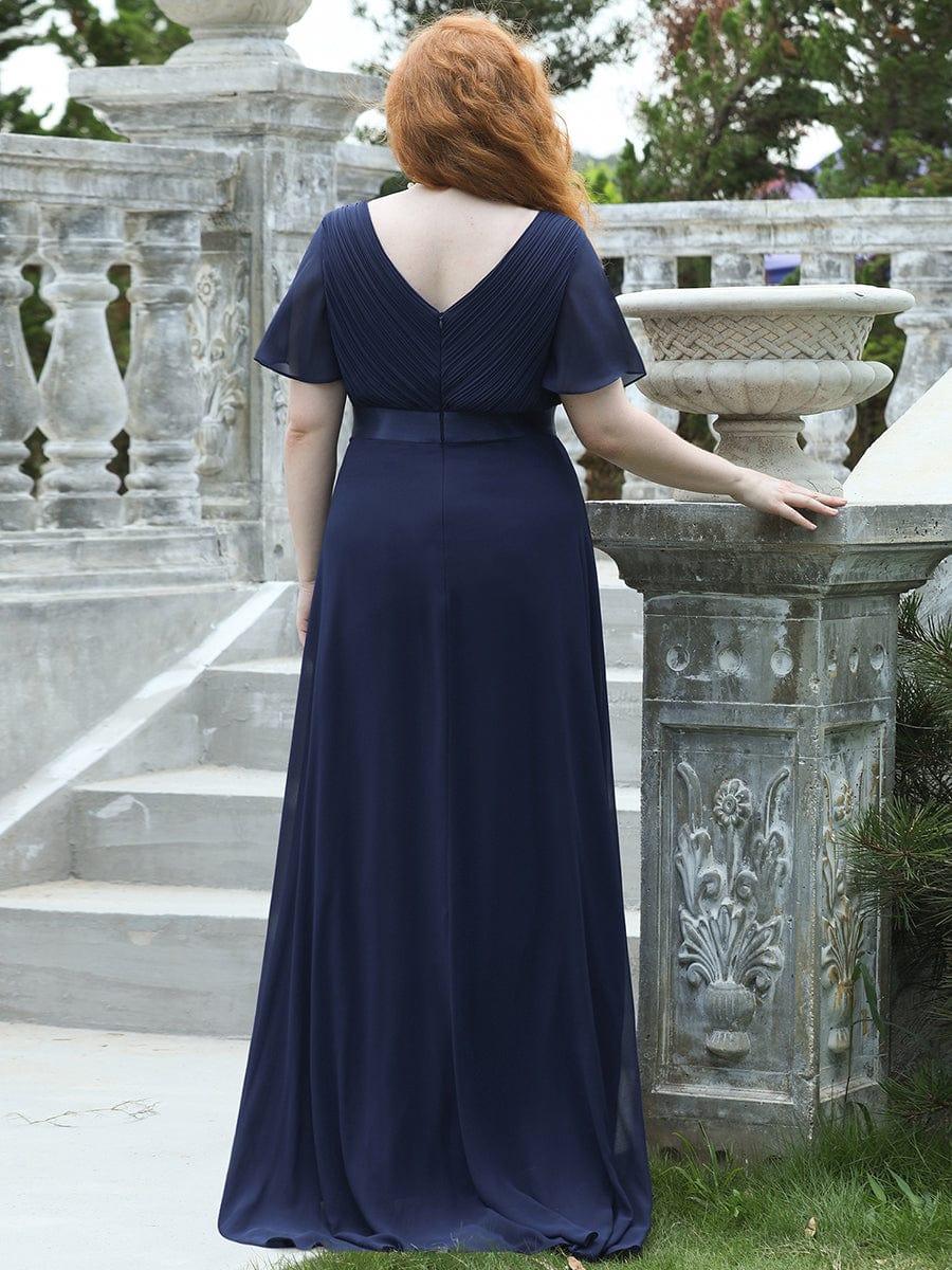 MONICA | Vestido largo de dama de honor con cintura imperio y mangas cortas fluidas