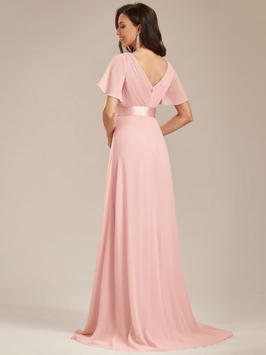 MONICA | Vestido largo de dama de honor con cintura imperio y mangas cortas fluidas