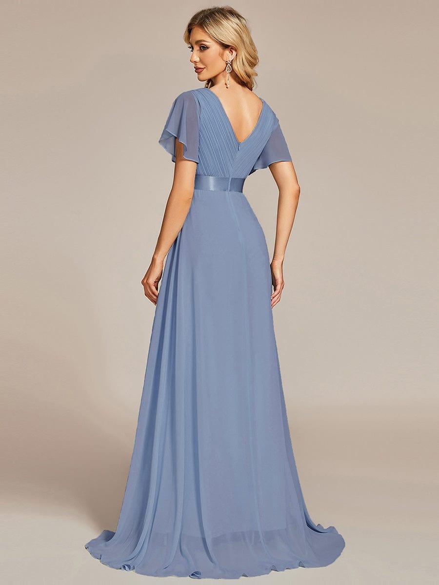 MONICA | Vestido largo de dama de honor con cintura imperio y mangas cortas fluidas