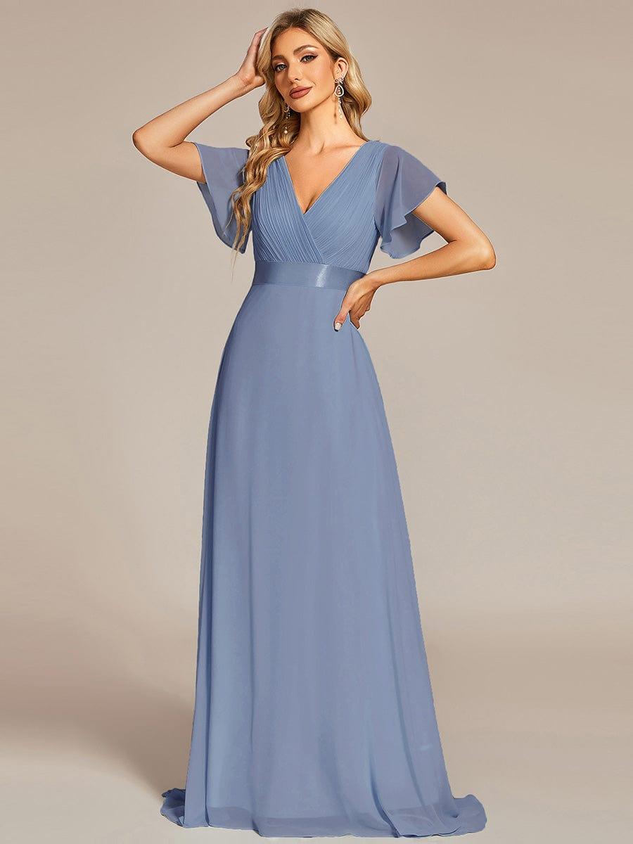 MONICA | Vestido largo de dama de honor con cintura imperio y mangas cortas fluidas
