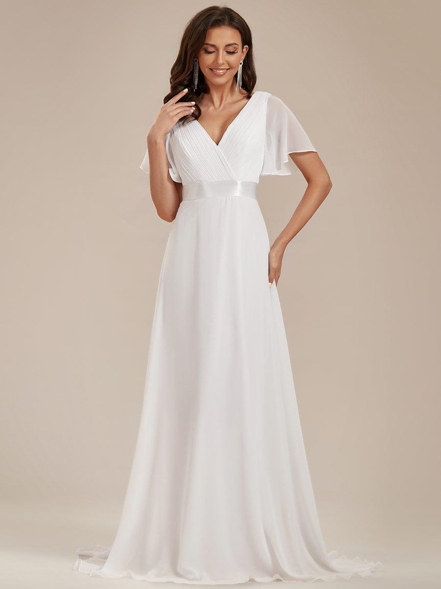 MONICA | Vestido largo de dama de honor con cintura imperio y mangas cortas fluidas