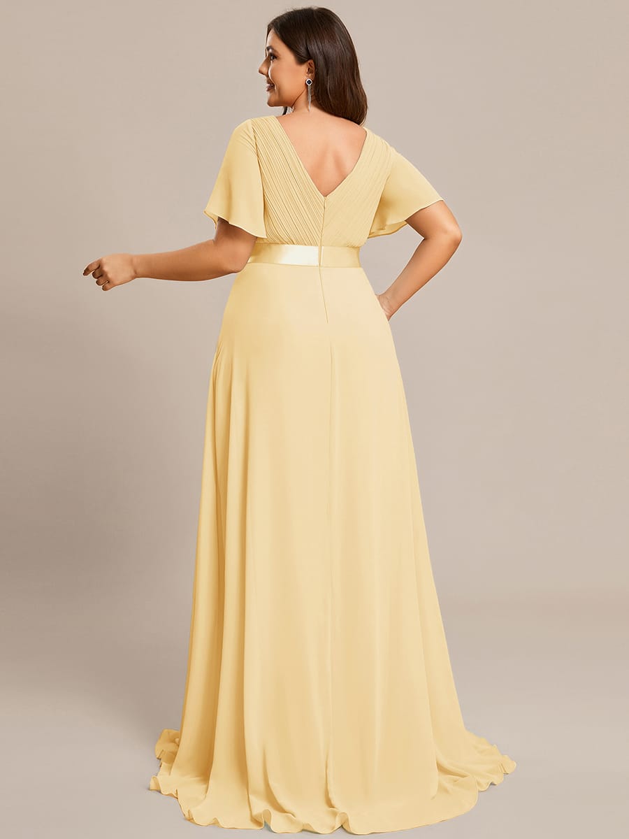MONICA | Vestido largo de dama de honor con cintura imperio y mangas cortas fluidas