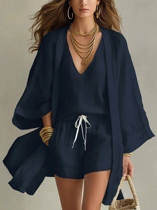 ARIA · CONJUNTO DE TRES PIEZAS DE LINO