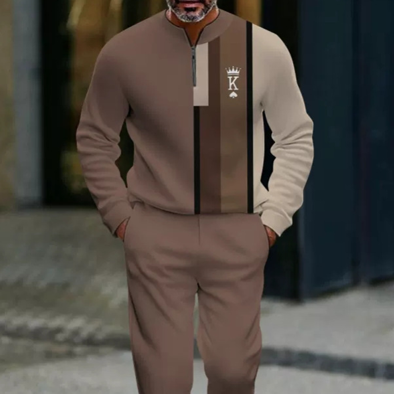 Lucas - Conjunto masculino casual de jersey estampado y pantalón de Valerina Milano